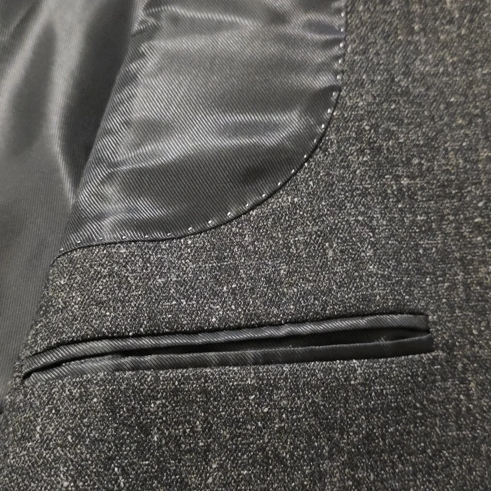 Andrew Fizza Black Tweed Coat 44R